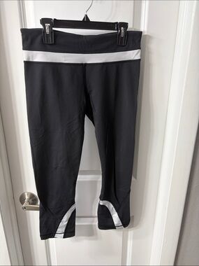 lululemon athletica Black Capri Leggings with White Trim